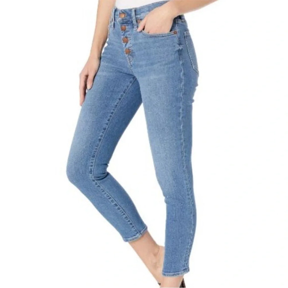 Madewell Mid-Rise Skinny Button Fly Crop Jeans Size 26 - Picture 1 of 8